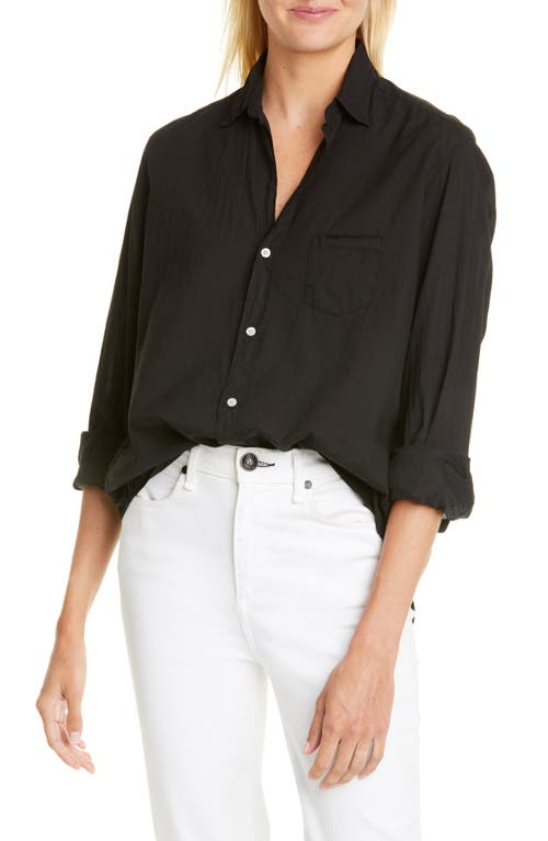 Eileen Relaxed Button-Up Shirt in Black Light Poplin