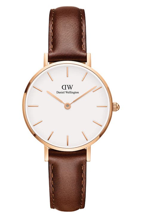 Classic Petite Leather Strap Watch, 28mm