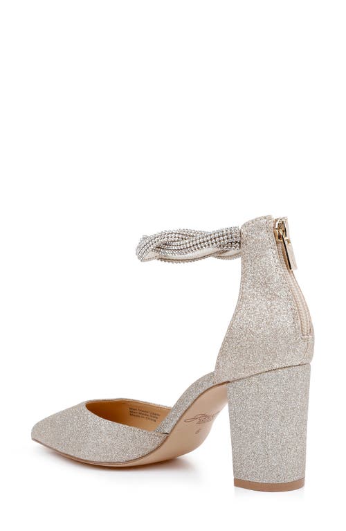 Jewel Badgley Mischka Tinsley Ankle Strap Pointed Toe Pump In Gold Glitter