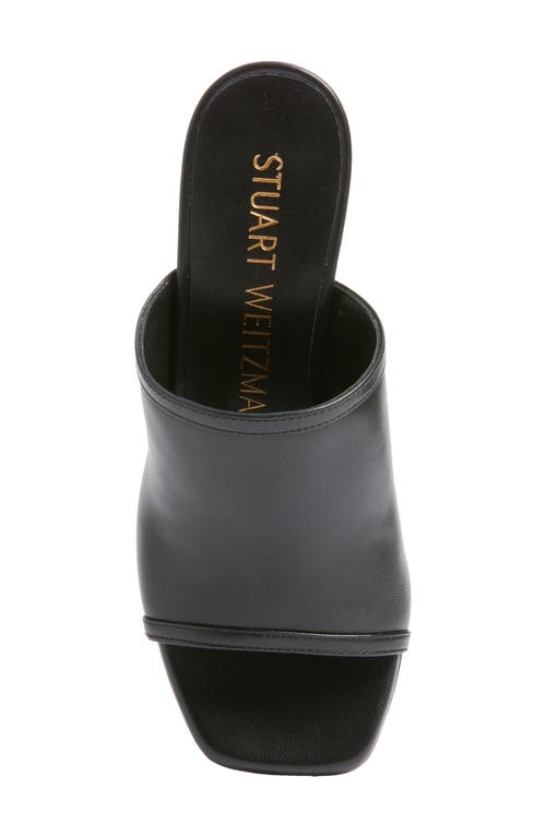 Shop Stuart Weitzman Cayman 85 Block Slide Sandal In Black Smooth Calf