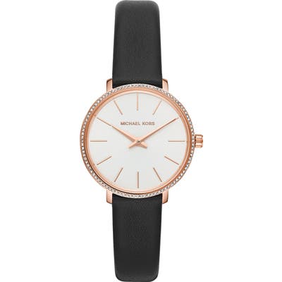 Michael Michael Kors Mini Pyper Leather Strap Watch, 32Mm