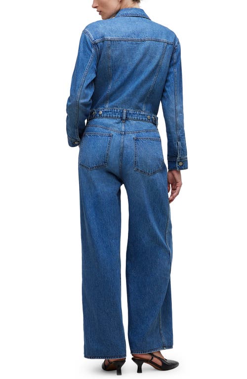 Madewell Long Sleeve Wide Leg Denim Coverall Jumpsuit In Byrne Wash