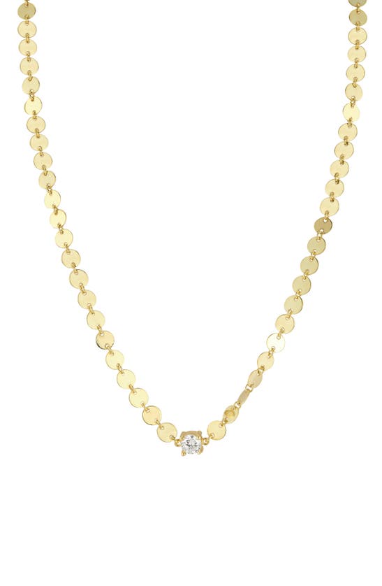 Sphera Milano 14k Gold Plated Sterling Silver Cz Disc Necklace In Gold
