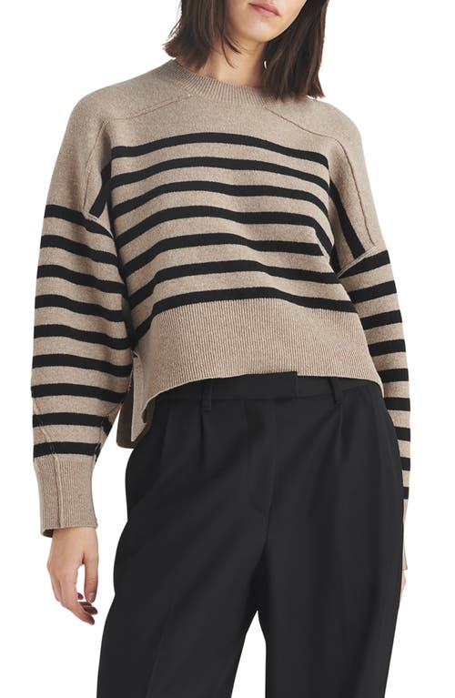 Bridget Stripe Crewneck Wool Blend Sweater in Oatmeal Multi