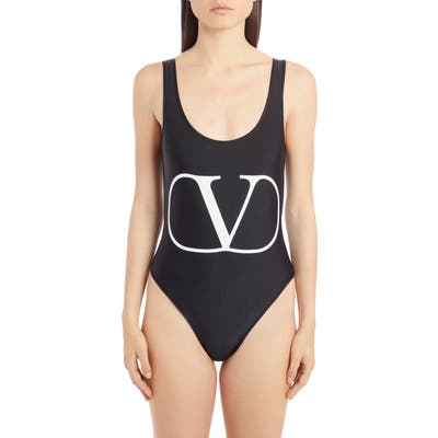 Valentino Vlogo One-Piece Swimsuit, Black
