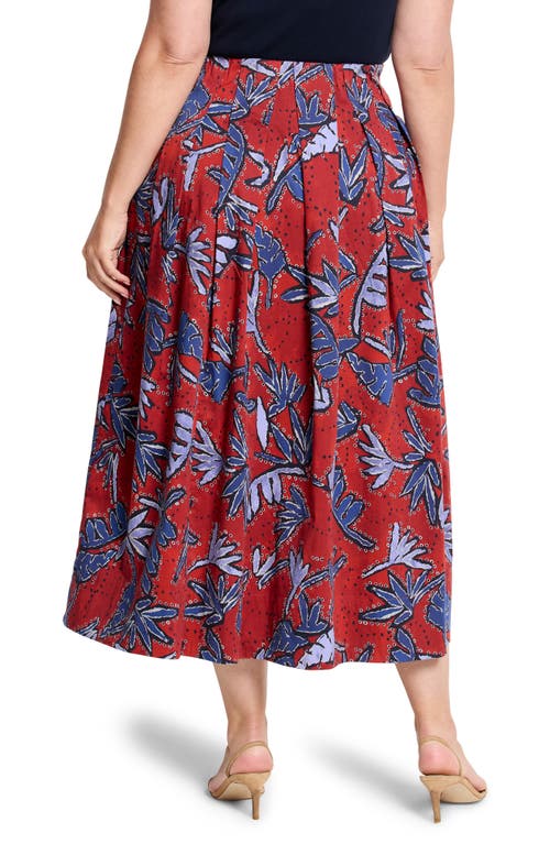 Shop Nic + Zoe Nic+zoe Autumn Leaves Pleated Skirt In Red Multi