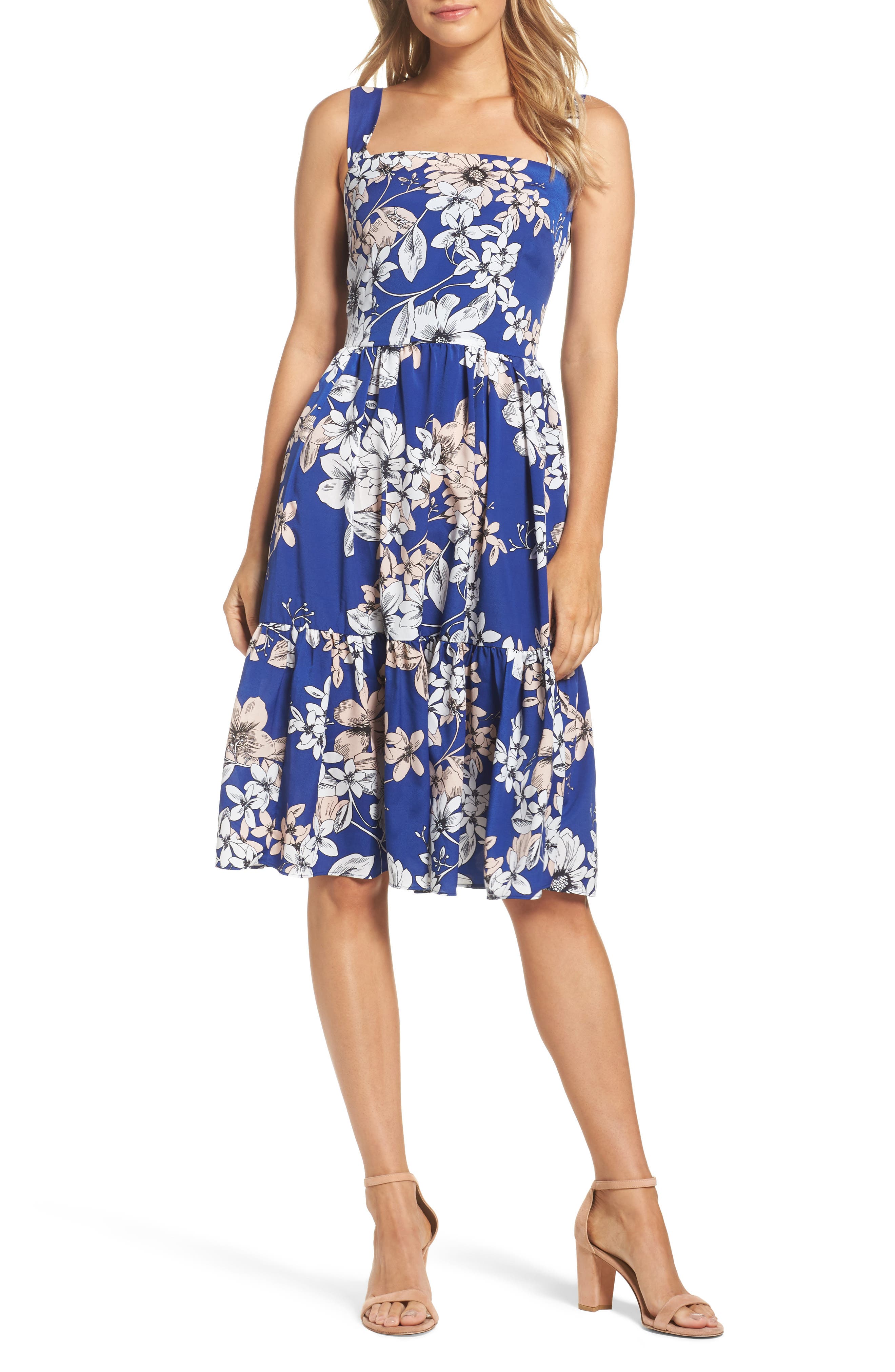 Eliza J Floral Print Fit & Flare Dress | Nordstrom