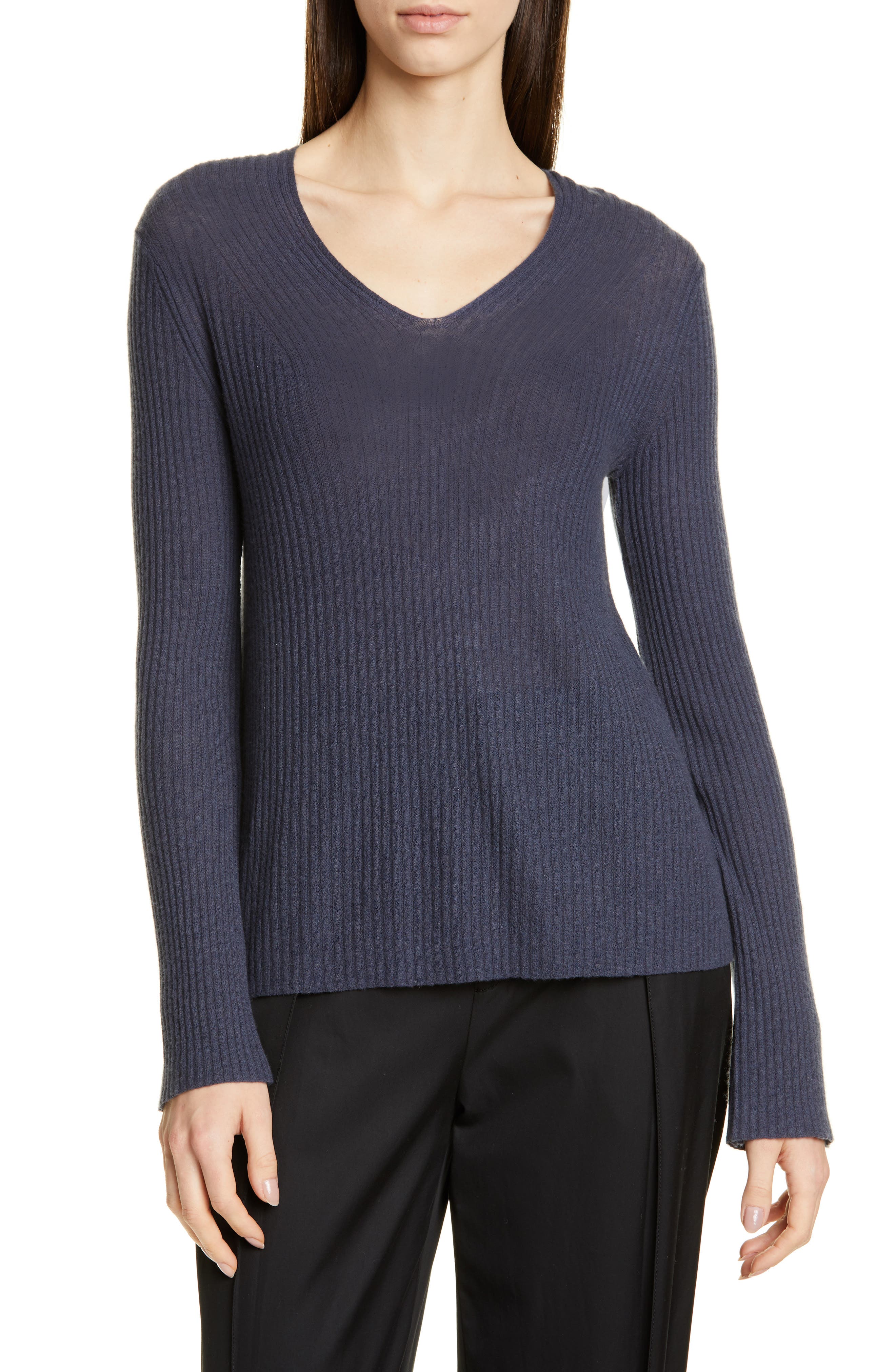Vince Ribbed Wool & Cashmere Sweater, Grey