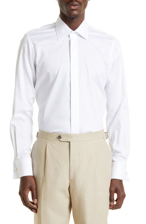 Thom Sweeney Cotton & Lyocell Dress Shirt White at Nordstrom,