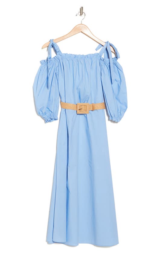 Shop Ellen Tracy Off The Shoulder Long Sleeve Dress In French Blue
