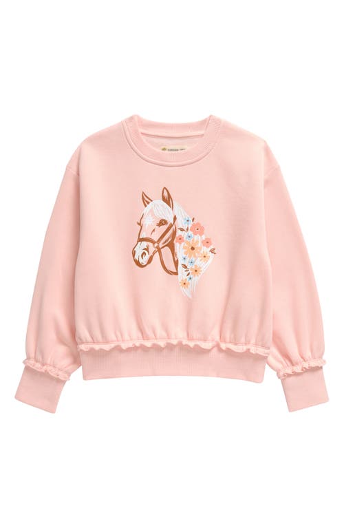 Tucker + Tate Kids' Ruffle Sleeve Sweatshirt in Pink English Wildflower Horse 