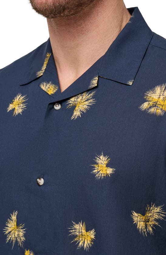 Shop Travismathew Casino Holiday Camp Shirt In Total Eclipse