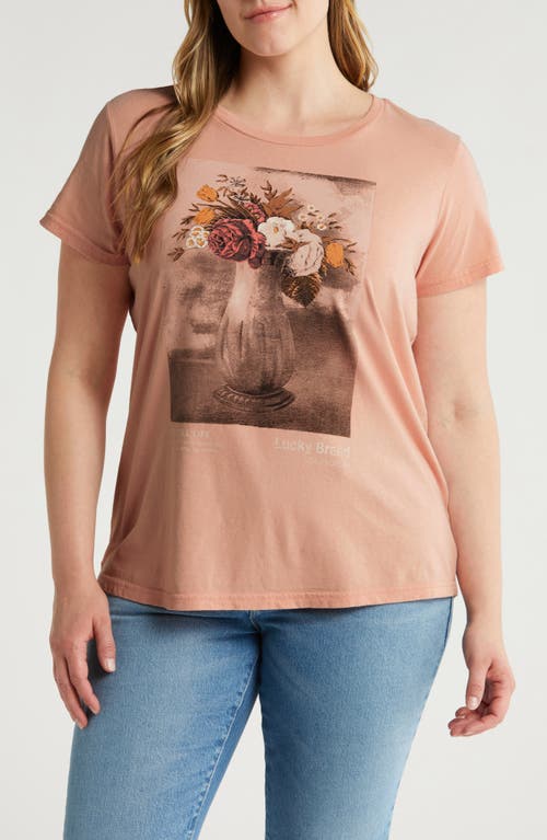 Floral Vase Graphic T-Shirt in Rose Tan