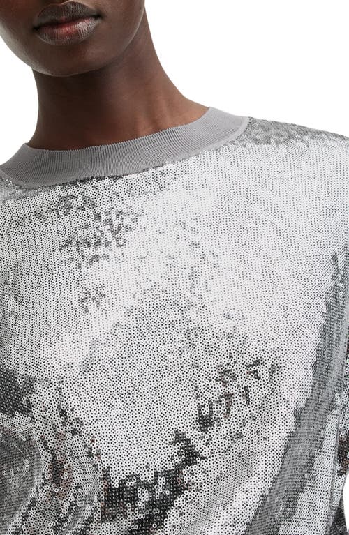 Shop Allsaints Julea Sequin T-shirt In Silver