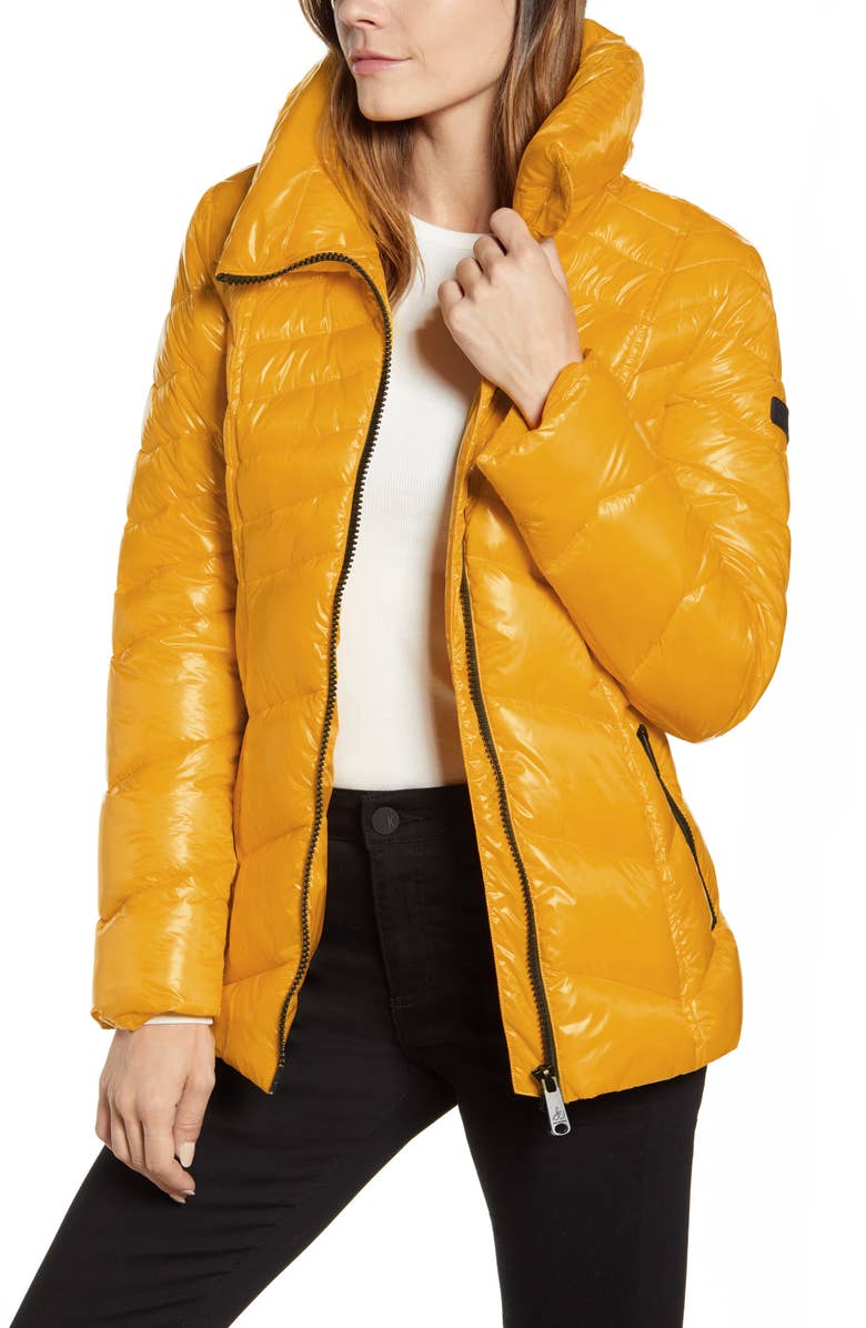 Chevron Puffer Jacket, Main, color, YELLOW
