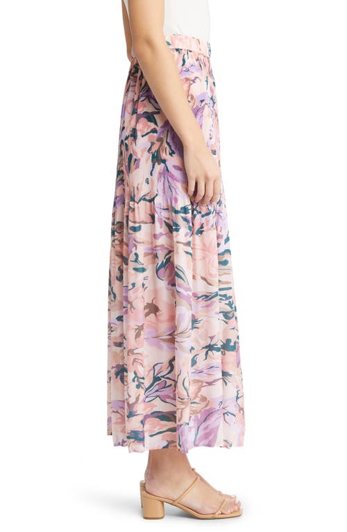 Shop Misook Floral Maxi Skirt In Rose P/multi