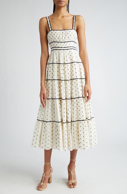 Ulla Johnson Clemente Abstract Print Tiered Cotton Midi Sundress at Nordstrom,