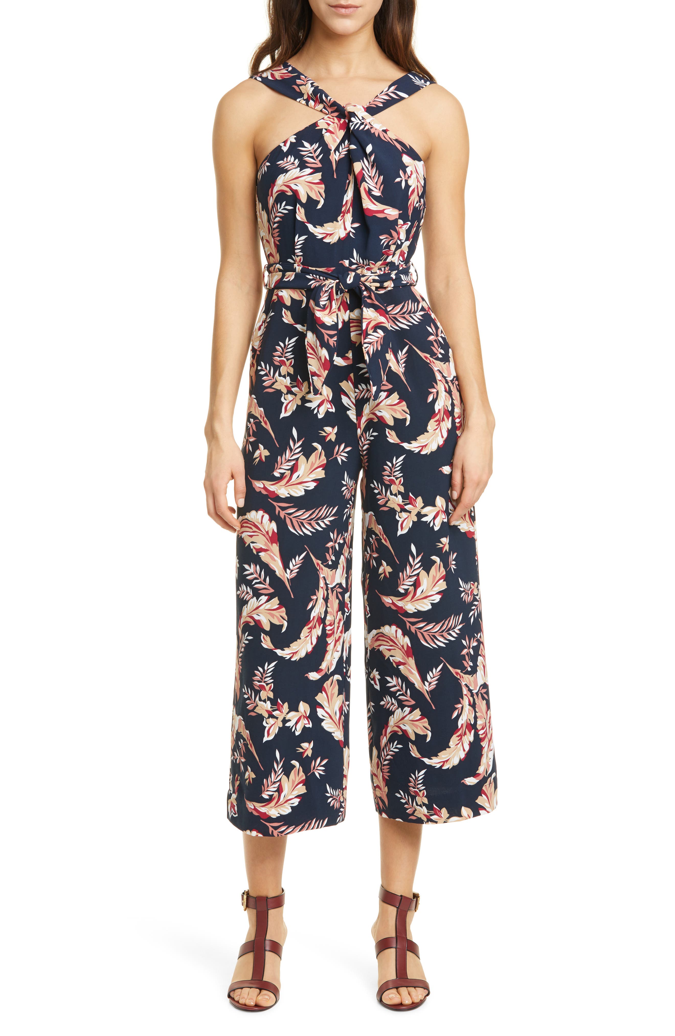 halter neck floral jumpsuit