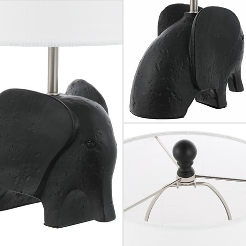 Jonathan Y Koda Eclectic Southwestern Resin/iron Elephant Led Kids' Table Lamp In Black