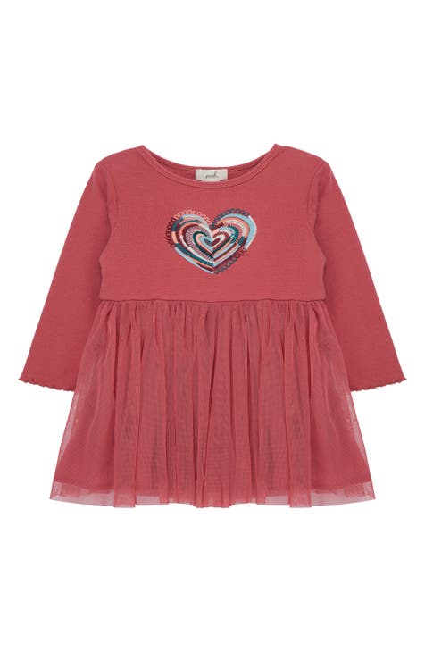 Embroidered Long Sleeve Mixed Media Dress (Baby)