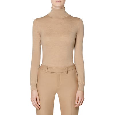 Suistudio Merino Wool Turtleneck Sweater, Brown
