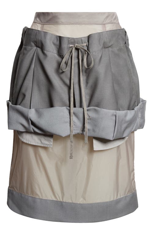 Maison Margiela Layered Mixed Media Skirt In Dark Taupe/mud