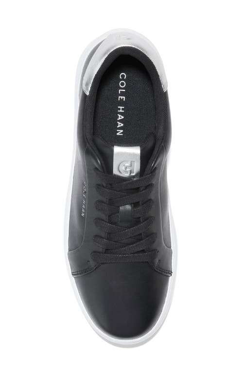Cole Haan Grand Crosscourt Joy Platform Sneaker In Black/silver Metallic