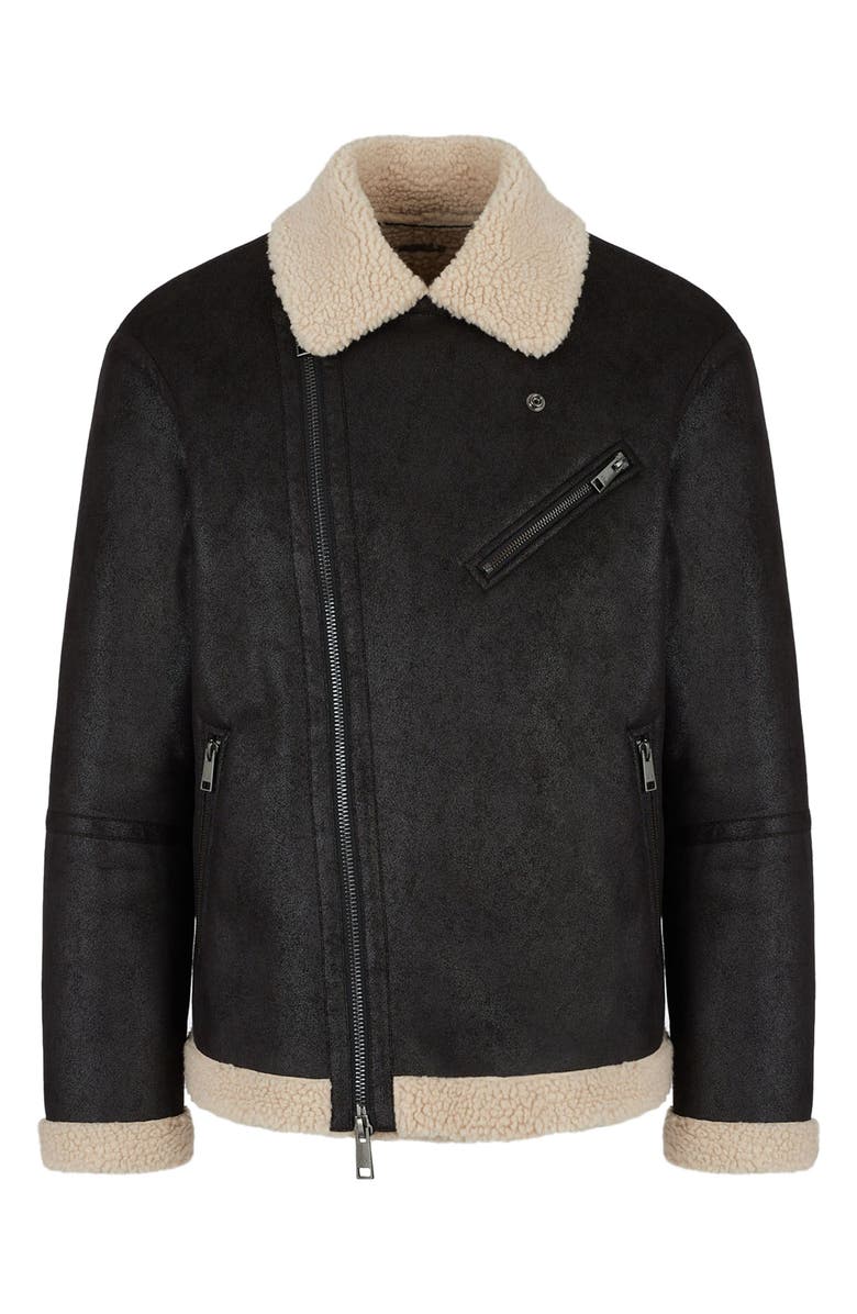 Armani Exchange Faux Suede Fleece Lined Moto Jacket | Nordstrom