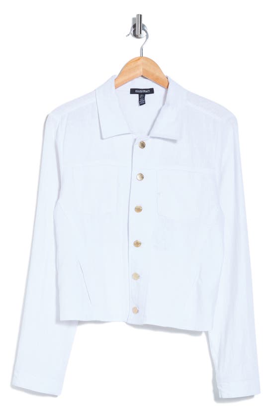 Shop Ellen Tracy Crop Linen Blend Jacket In White