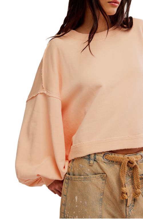 Shop Free People Trish Balloon Sleeve Sweatshirt In Summer Peach