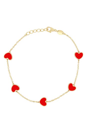 Shop House Of Frosted Heart Station Chain Bracelet In Gold/coral