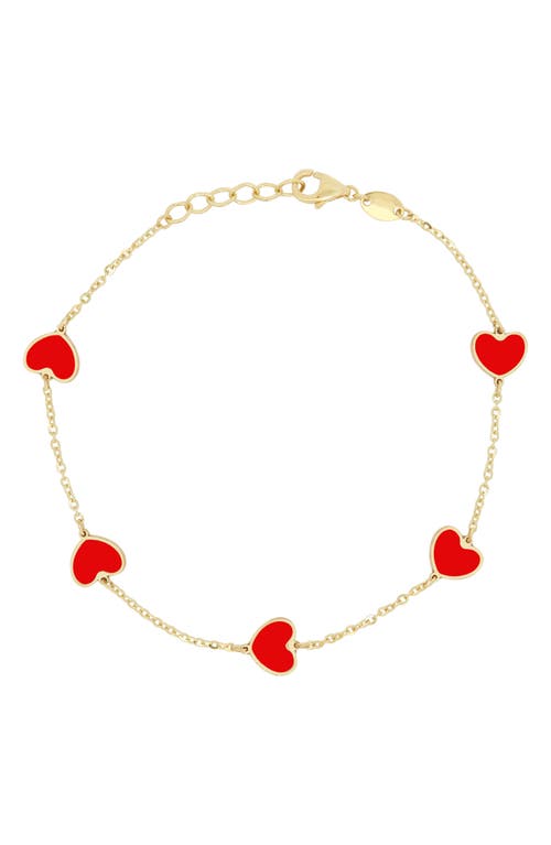 Shop House Of Frosted Heart Station Chain Bracelet In Gold/coral