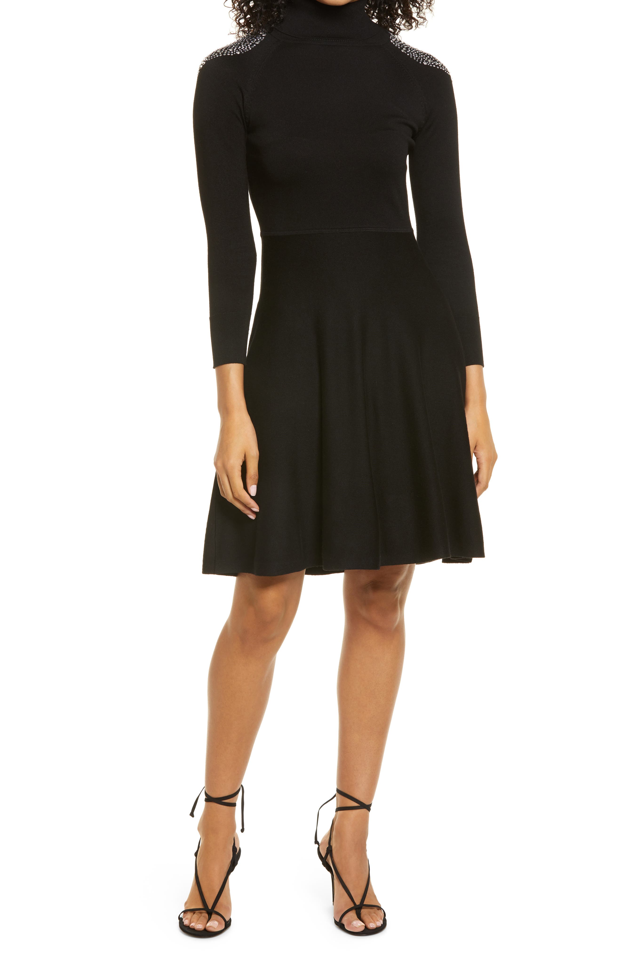 turtleneck fit and flare dress