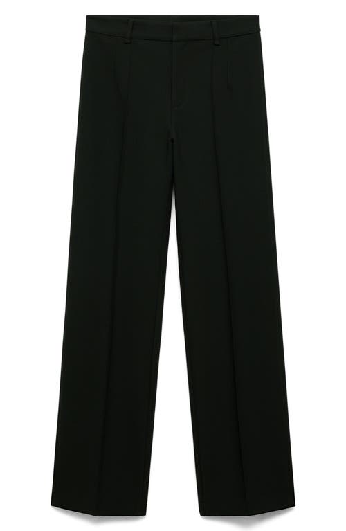 Mango Decorative Seam Stretch Straight Leg Pants In Black