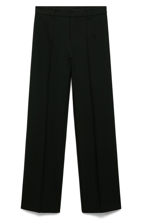 Shop Mango Decorative Seam Stretch Straight Leg Pants In Black