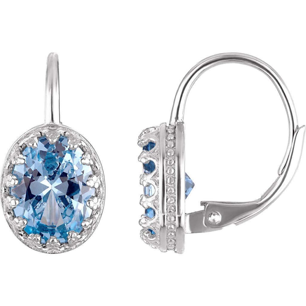 Fzn Sterling Silver Oval Stone Drop Earrings In Aquamarine
