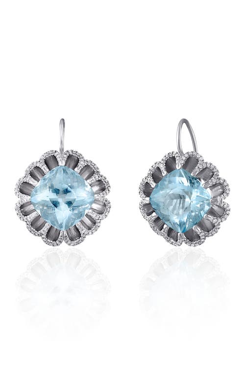 Shop Mindi Mond Floating Aquamarine & Diamond Drop Earrings In White/diamond/aquamarine