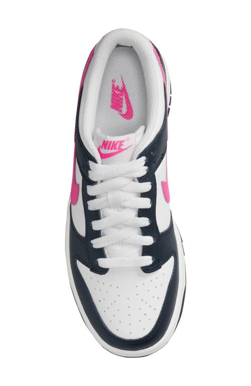 Nike Kids' Dunk Low Basketball Sneaker In Dark Obsidian/pink/white