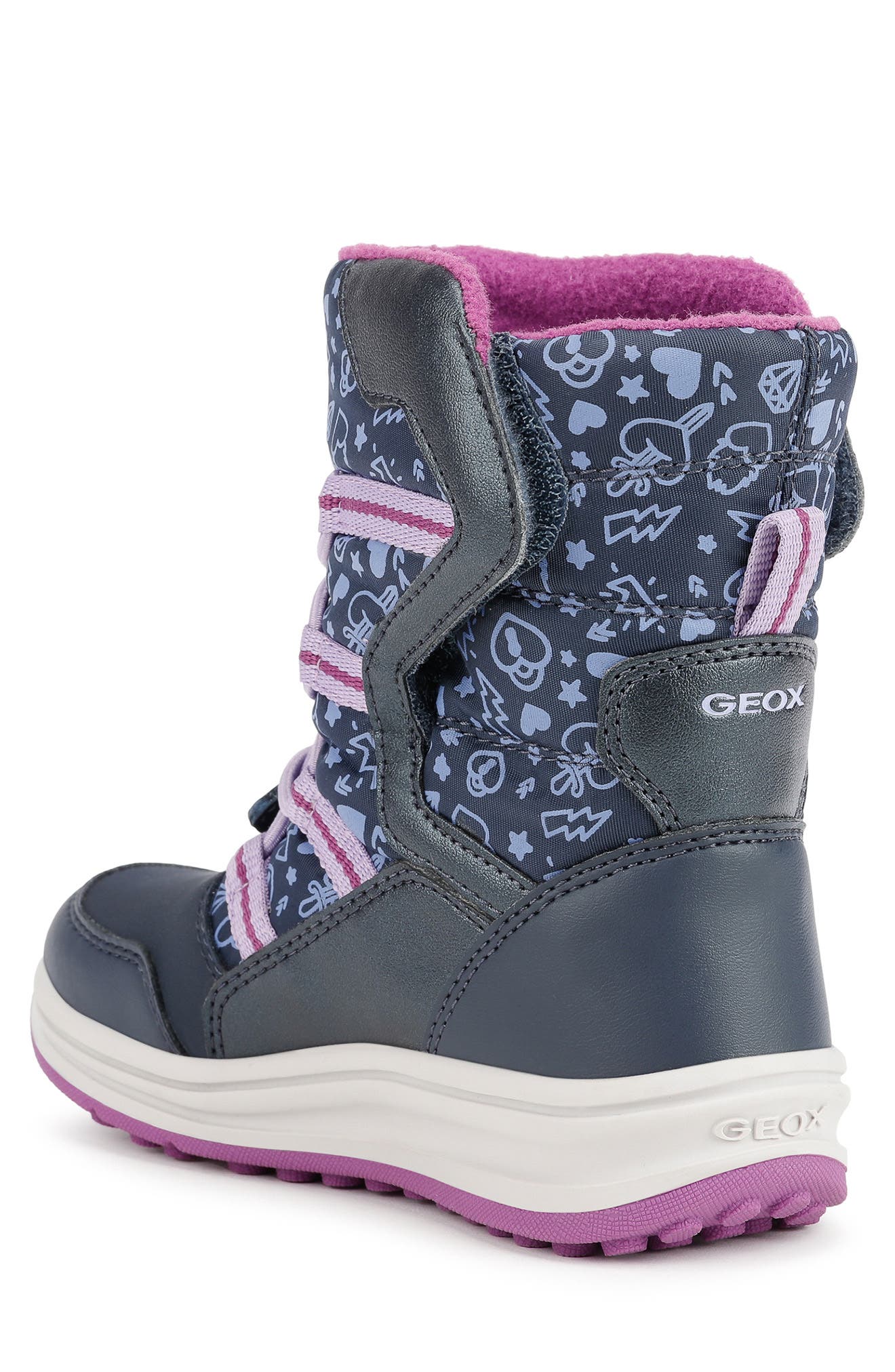Geox Girls Roby Warm Lined T Boots LACE Grey/Fuch