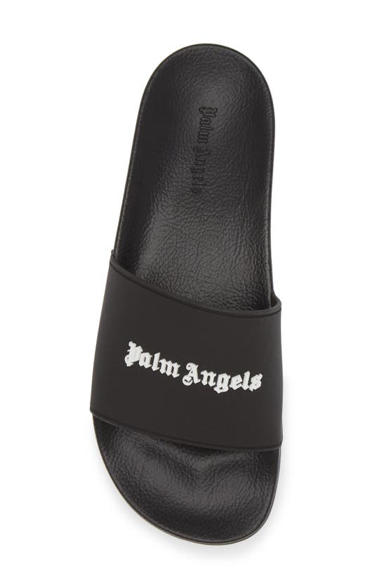 Shop Palm Angels Essential Logo Pool Slide Sandal In Black White