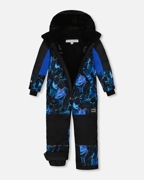 Shop Deux Par Deux Big Boy's One Piece Technical Snowsuit Black Printed Storm