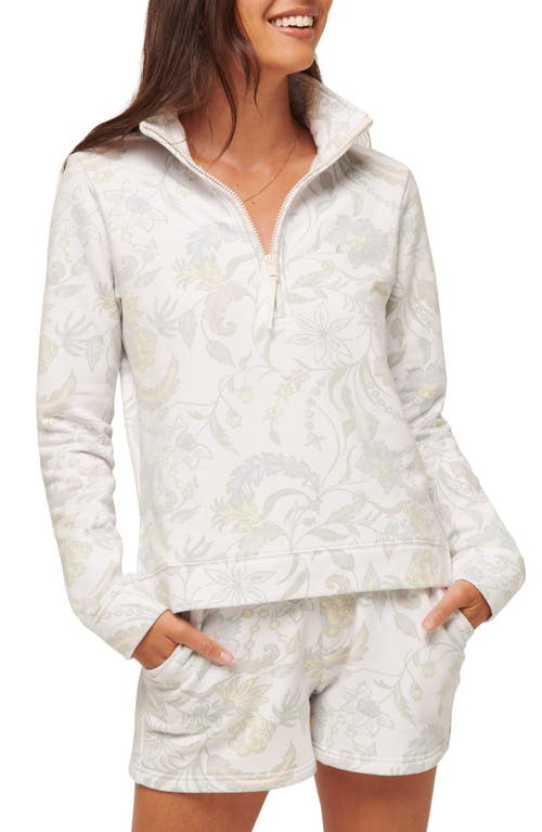 TravisMathew Day on the Bay Floral Half Zip Pullover Heather Pumice Multi at Nordstrom,