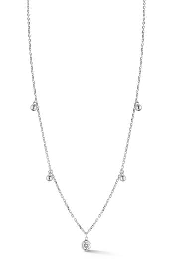 Sphera Milano Cubic Zirconia Ball Charm Necklace In Silver