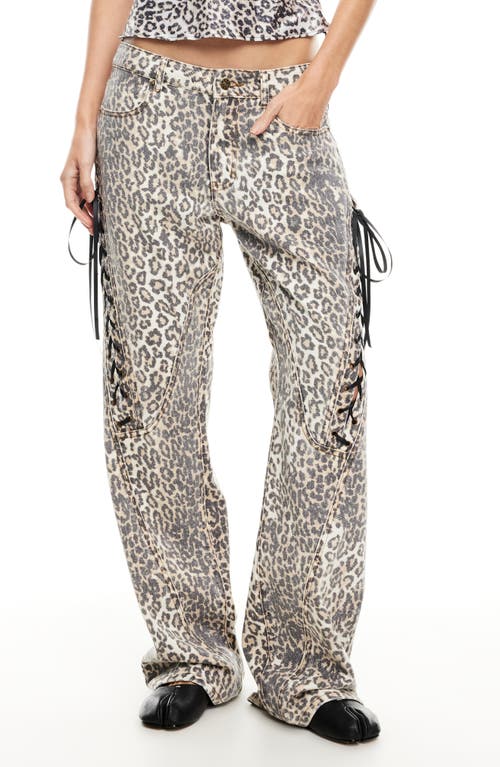 LIONESS LIONESS DOLLHOUSE LACE-UP STRIAGHT LEG JEANS 