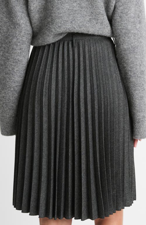 Shop Vince Pleated Herringbone Skirt In Charcoal