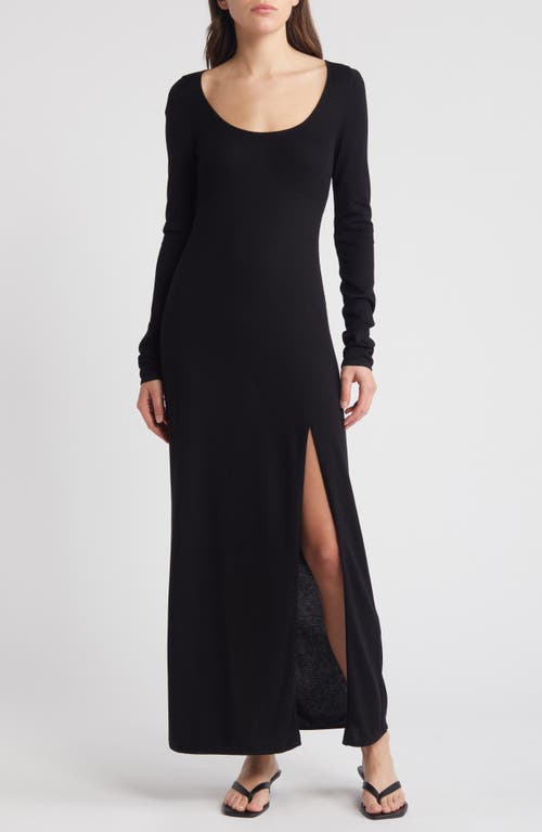 & Other Stories Long Sleeve Rib Maxi Sweater Dress Black Dark at Nordstrom,