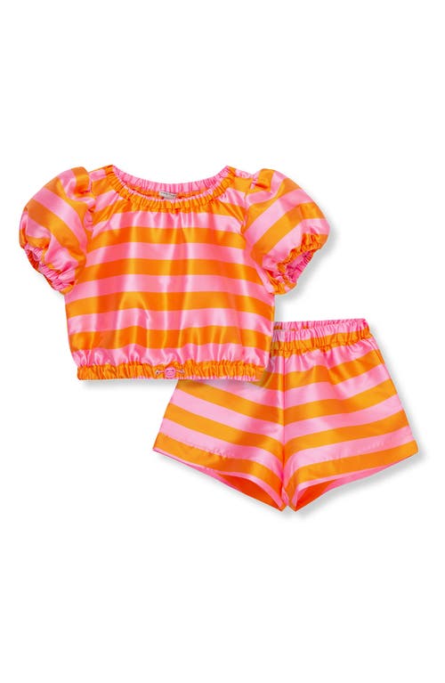 Habitual Kids Kids' Stripe Top & Shorts Set Orange/Pink at Nordstrom,