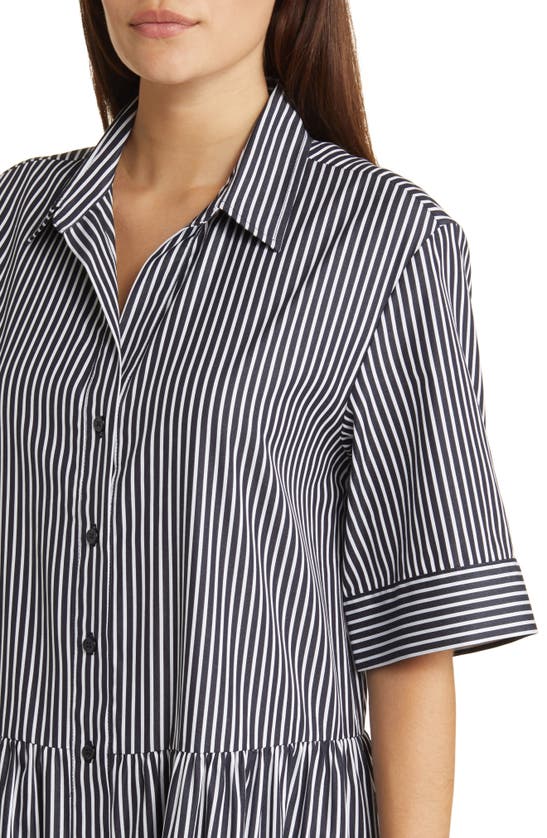 Nordstrom Tiered Shirtdress In Navy- White Samba Stripe