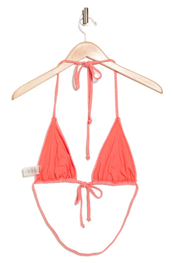 Shop Good American Sparkle Sliding Triangle Bikini Top In Fiery Coral 002