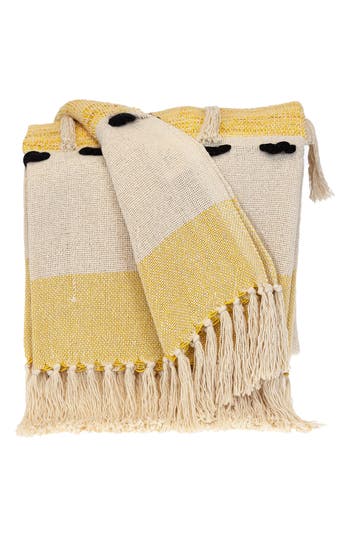 Parkland Collection Inca Fringe Throw Blanket In Yellow
